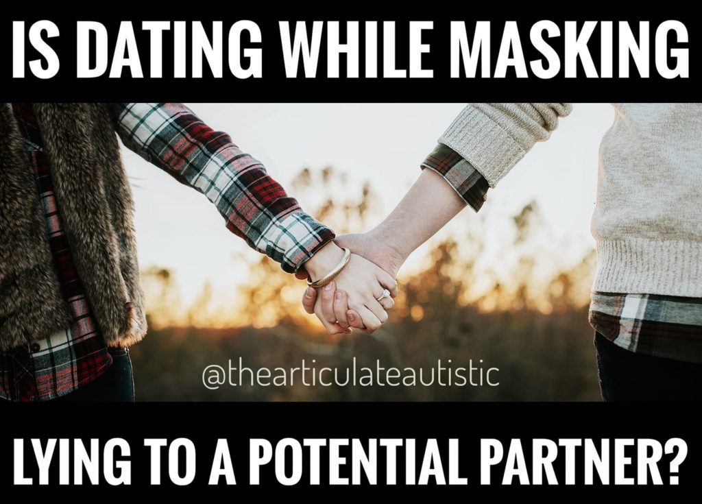 A couple holding hands with text that reads, "Is dating while masking lying to a potential partner?"
