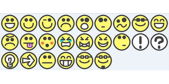 A graphic showing various emotions in the form of smileys