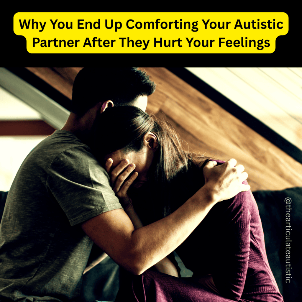 Man and woman sitting on a couch. He is holding and comforting her while she cries on his shoulder, her hand over her face